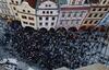 Crowds viewing the Astronomical Clock in Prague